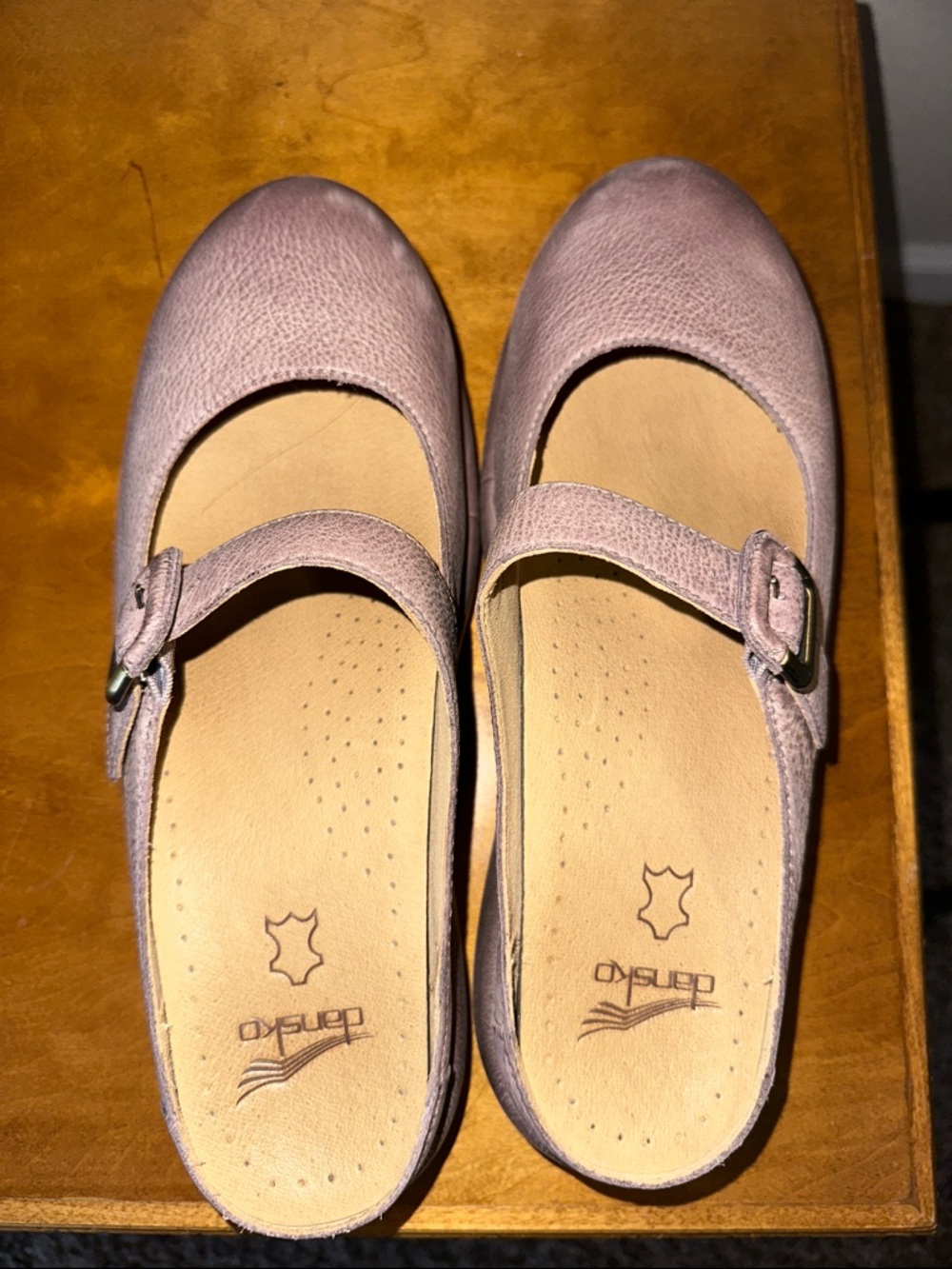 Dansko Mauve Leather Mary Jane Clogs